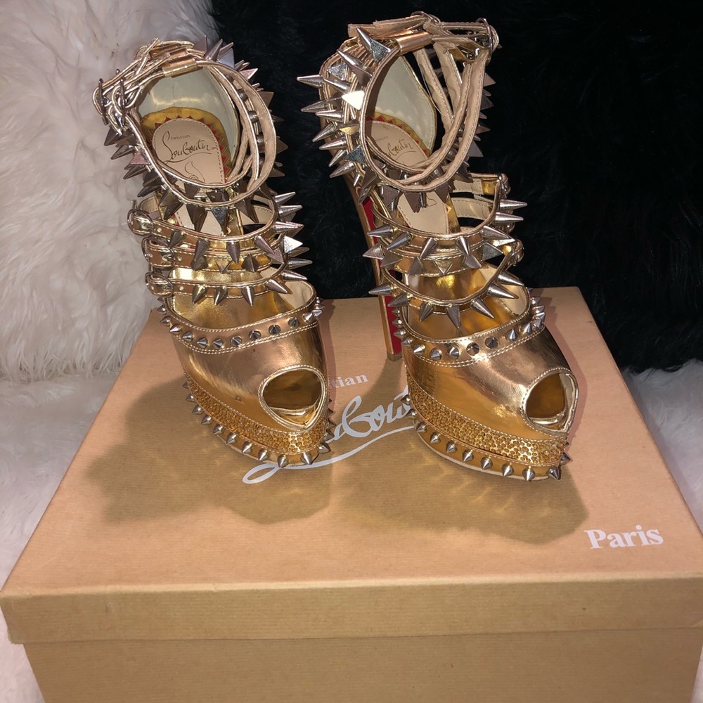 Gold Spiked Heels
